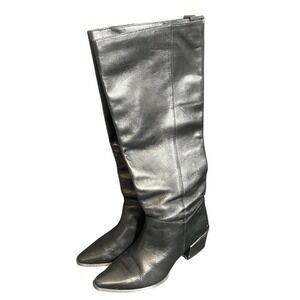 Vagabond Shoemakers Knee High Black Leather Boots Gogo Goth Womens Size 8